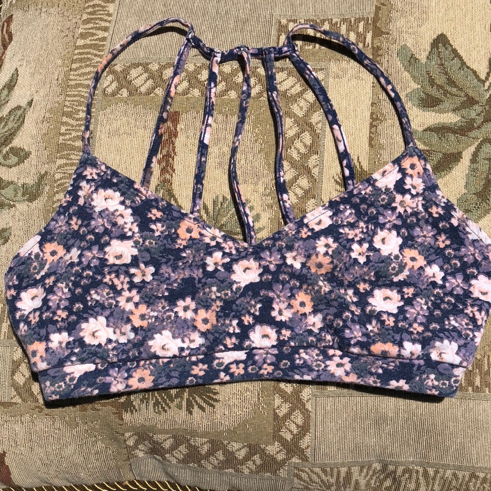 LA Hearts Floral Strappy-Back Bralette SM